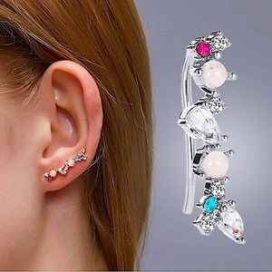 Silver Pearl Cubic Zircon Elegant Ear Cuff Earring